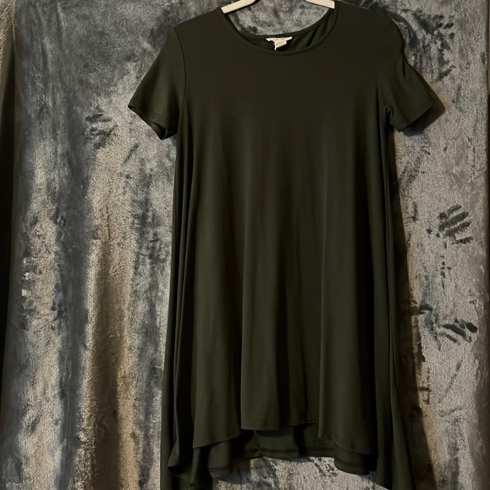 Olive green mini high low dress